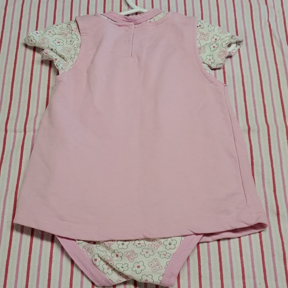 2pc Bon Bébé 12mth floral onesie with pink dress - Picture 2 of 4
